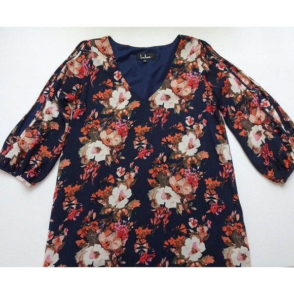 Lulu's Shifting Dears Floral Dress Slit Sleeves Scoop V-Neck Lined Short Flowy S - Picture 4 of 12